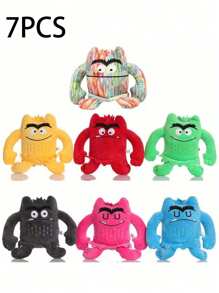 7Pcs Cartoon The Color Monster Plush Toys Funny My Emotional Expression Small Monster Doll Stuffed Animals Toys Kids Birthday Gifts Holiday Birthday Christmas Decor Christmas,Festival Decor,Toys - Multicolor - View 5