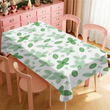 1 Piece Rectangle Waterproof Table Cloth With Four-Leaf Clover Print, Wipe-Clean Reusable Tablecloth Suitable For Outdoor Tables, Picnics, Camping, Dining Tables, Coffee Tables, Desks And Vanity - Ideal For Parties And Holidays