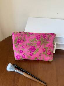 1Pc/Set Ins Style Style Flower Pattern Multi-Functional Cosmetic Organizer Handbag ,Wallet Pouch Portable Cosmetics Brush Storage Clutch With Zipper Closure For Lipstick, Brush, Skincare, Mobile Phone - Multicolor - View 3