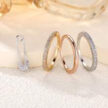 1pc Unique One-Needle-Set Triple-Hoop Design Cubic Zirconia Ring For Women - Multicolor - View 19