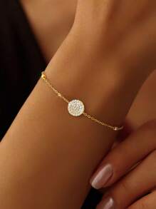 Newsoul 1pc Light Luxury Round Plaque Round Beads Bracelet Ladies Jewelery For Women S925 Sterling Silver Elegant Bracelet Fine Jewelery Gift For Daily Life Sisters Friendship