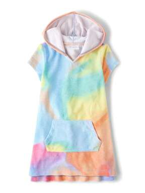 The Children's PLACE Túnica de playa con efecto tie-dye arcoíris para niñas