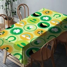 1 Piece Rectangle Waterproof Table Cloth With Four-Leaf Clover Print, Wipe-Clean Reusable Tablecloth Suitable For Outdoor Tables, Picnics, Camping, Dining Tables, Coffee Tables, Desks And Vanity - Ideal For Parties And Holidays