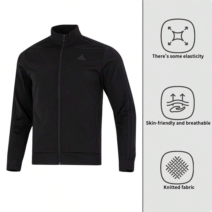 Adidas Chaqueta M 3S TT TRIC para hombre, ropa deportiva de entrenamiento para correr al aire libre, chaqueta informal con cuello levantado de punto para hombre H46101