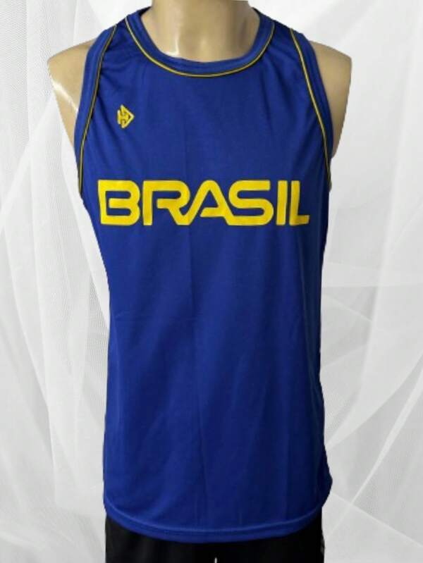 Camiseta Regata Esportiva Estampada Masculina Academia Treino Brasil