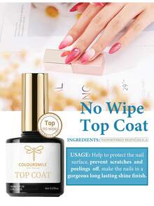 COLOURSMILE 凝胶面漆底漆适用于凝胶指甲油，3 件免擦拭哑光和闪亮面漆，持久高光泽和哑光效果，在家 DIY - 無色 - 查看 6