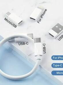 Conjunto de adaptador de cabo de carregamento múltiplo 6 em 1 USB C para USB celular Suporte de telefone celular pino