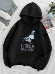 Pigeon Whisperer Women's Hoodies Featuring Pigeons Wings And Breeds - 黑色 - 查看 1