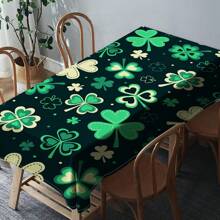 1 Piece Rectangle Waterproof Table Cloth With Four-Leaf Clover Print, Wipe-Clean Reusable Tablecloth Suitable For Outdoor Tables, Picnics, Camping, Dining Tables, Coffee Tables, Desks And Vanity - Ideal For Parties And Holidays