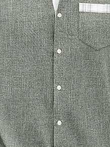 Casual Textured Basic Men's Button Down Collar Short Sleeve Shirt - Army Green - View 4