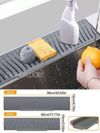 Protector contra salpicaduras para fregadero de cocina, alfombrilla para grifo, bandeja para recoger goteos en el mango, alfombrillas para secar platos de cocina multiusos con esponja