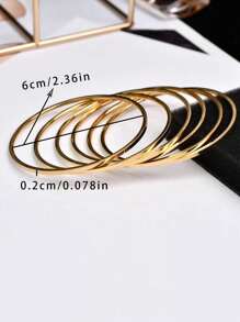Bộ 1/3/6 chiếc vòng tay nữ bằng thép không gỉ mạ vàng 18K, kiểu dáng tối giản thời trang, trang sức chống thấm nước. - Vàng - Xem 2