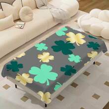 1 Piece Rectangle Waterproof Table Cloth With Four-Leaf Clover Print, Wipe-Clean Reusable Tablecloth Suitable For Outdoor Tables, Picnics, Camping, Dining Tables, Coffee Tables, Desks And Vanity - Ideal For Parties And Holidays