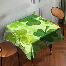 1 Piece Rectangle Waterproof Table Cloth With Four-Leaf Clover Print, Wipe-Clean Reusable Tablecloth Suitable For Outdoor Tables, Picnics, Camping, Dining Tables, Coffee Tables, Desks And Vanity - Ideal For Parties And Holidays