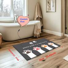 1pc Soft, Lightweight Crystal Fleece Customized/Personalized Welcome Doormat With Cute Paw Prints Design