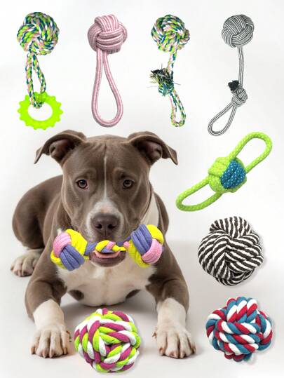 9 Pack XL Dog Chew Toys - Large Breed Aggressive Chewers, Durable Puppy Teething, Heavy Duty Cotton Rope Toys Dog Chew Toy Rope Knot Set, Durable Training Interactive Dog Rope Toy, Suitable For All Sizes Of Dogs To Play And Interact With. Chewing Knots, Multi-Functional Grinding Rope For Indoor And Outdoor Training