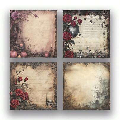 1pc/4pcs Gothic Style Sticky Notes 3x3 Inches Retro Memo Pad Planner - 50 Sheets Per Pad - Desk Accessories For School, Office And Home - Ideal Gift For Teachers, Women And Coworkers,School Supplies,Back To School