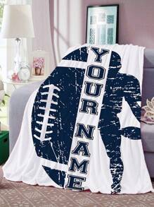 1 件定制足球印花法兰绒毛毯 - 个性化、柔软、温暖，适用于沙发、床、旅行、露营、客厅、办公室 - 可机洗，四季舒适 - 款式一 - 查看 6