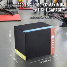 3 In 1 Plyometric Jump Box 12 To 30 Inch Cotton&Wooden Plyo Box Platform & Jumping Agility Box Anti-Slip Fitness Exercise Step Up Box For Home Gym Training Conditioning Strength Training Black - 16/14/12 Inch Cotton - View 2