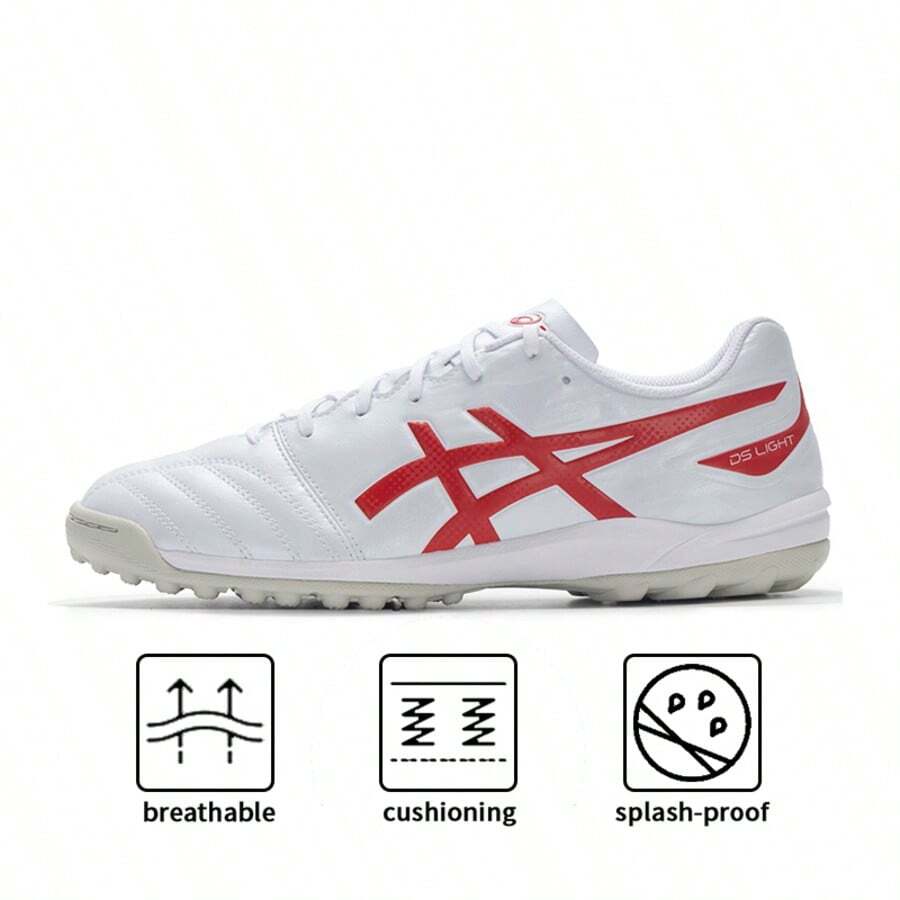 Zapatos de entrenamiento para hombres, zapatos deportivos casuales, tacos de fútbol para campo TF, sugerencia de talla: pedir 1 talla talla grande grande - Blanco/Rojo - Ver 1