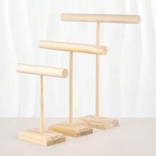 Solid Wood Jewelry Props Display Stand Bracelet Necklace Hair Band Jewelry Storage Display Rack With Wooden Base Supply - Apricot - View 5