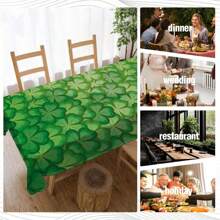1 Piece Rectangle Waterproof Table Cloth With Four-Leaf Clover Print, Wipe-Clean Reusable Tablecloth Suitable For Outdoor Tables, Picnics, Camping, Dining Tables, Coffee Tables, Desks And Vanity - Ideal For Parties And Holidays