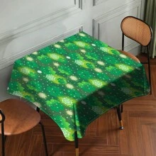 1 Piece Rectangle Waterproof Table Cloth With Four-Leaf Clover Print, Wipe-Clean Reusable Tablecloth Suitable For Outdoor Tables, Picnics, Camping, Dining Tables, Coffee Tables, Desks And Vanity - Ideal For Parties And Holidays