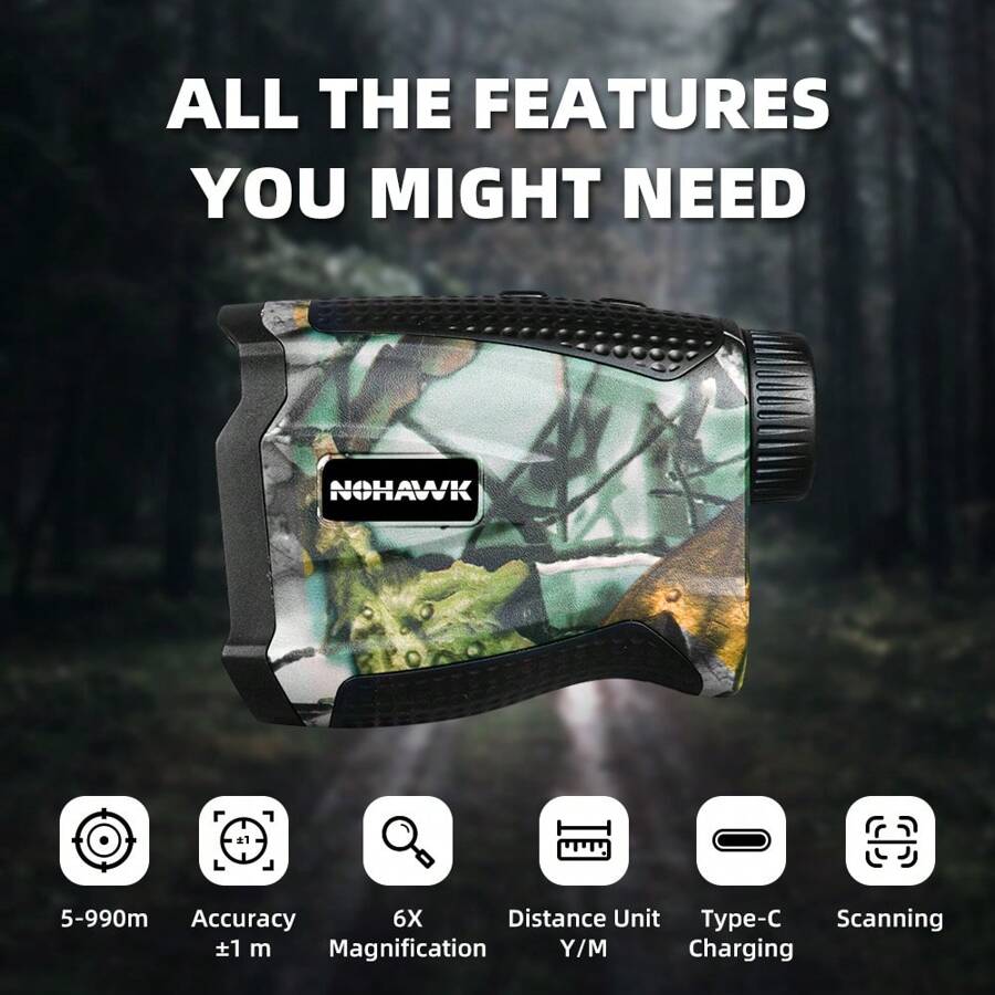 NOHAWK Rangefinder de Caça NOHAWK com Ampliação 6X, 1000 Jardas, com ...