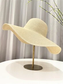 Damen Sommer Boho Pailletten Stickerei Dekor Mode Strohhut mit breiter Krempe und faltbare Sonnenhut, geeignet für Strand, Reise, Outdoor UV-Schutz, täglichen Gebrauch