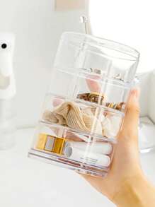 1pc Multi-Layer Rotating Storage Box, Jewelry Box, Desktop Organizer, Suitable For Organizing Earrings, Bracelets, Necklaces, Rings, Watches, Accessories, Hairpieces, Lipsticks And Cosmetics On Bedroom Vanity. Can Also Be Used As Product Display Box And Rack.