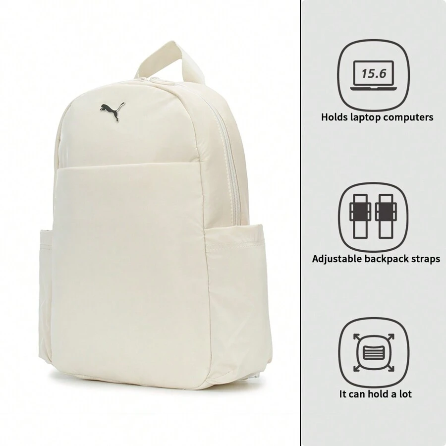 Puma 大容量运动背包，学生书包，情侣休闲背包 - 雪白色 藍色 - 查看 1