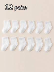 10 双白色婴儿/幼儿袜子，无束缚，适合春夏季
