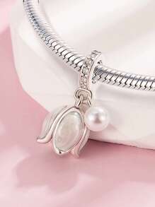 1pc Fashionable Electroplated Lily Of The Valley Pearl Pendant, Meaningful Gift For Mother's Day Symbolizing Purity And Happiness