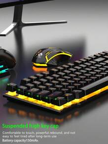 Colorful Led Backlit Gaming Keyboard & Mouse Set With Mechanical Feel, For Desktop, Laptop And Pc