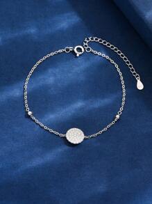 Newsoul 1pc Light Luxury Round Plaque Round Beads Bracelet Ladies Jewelery For Women S925 Sterling Silver Elegant Bracelet Fine Jewelery Gift For Daily Life Sisters Friendship