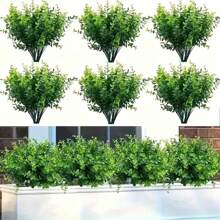 10pcs/Bundle Artificial Christmas Decorative Greenery, UV-Resistant Fake Foliage For Outdoor Home Decor, Premium Quality Lifelike Boston Fern, For Kitchen/Room, Wall Decor Indoor/Outdoor, Spring/Summer Garden, Halloween, Mother's Day, Valentine's Day,Fake Plants - Green - View 2