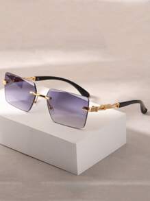 Augonstern 1pc Leopard Print Frameless Decorative Legs Fashion Glasses, Fashionable Small Frame Glasses For Beach Vacation