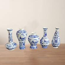 1pc/4pcs/5pcs Chinese Blue And White Porcelain Ceramic Vase, Small Hydroponics Plant Vaser, Handmade Art Craft, Decor For Living Room, Bedroom, Dining Room, Study, Cafe, Great Gift For Friends And Loved Ones On Holidays Gifts Birthday Graduation Home Decor Room Decor Flower Vase Glass Vase