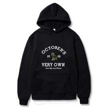 October's Hoodies Men Very Own Printed Long Sleeve Sweatshirts Women Casual Harajuku Sportwear Hoodied Pullovers Sudaderas - 黑色 - 查看 1