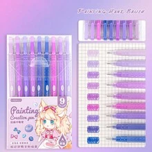 1 Box 9PCS Quick-Drying Gel Ink Pens, Medium Tip (0.5mm), 9 Colors, Plastic Material, Ideal For Drawing And Journaling
