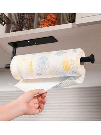 1pc Stainless Steel Kitchen Towel Roll Holder, Wall-Mounted Paper Towel Rack, No Drilling Installation