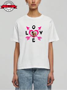 Customized Women T-Shirt For Valentine's Day - Add Your Own Text (Family Members/Nickname/Slogan/Meme) For Personalized Printing, Customized Name, Anniversary Gift, Birthday Gift, Wedding Gift, Best Friend Gift