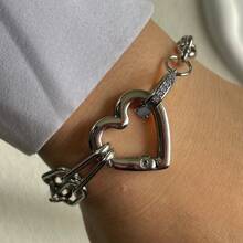 1pc Heart Shaped Bracelet Design Bracelet Chain, As A Gift For Couples, Friends, And Family On Daily Life And Festival Occasions