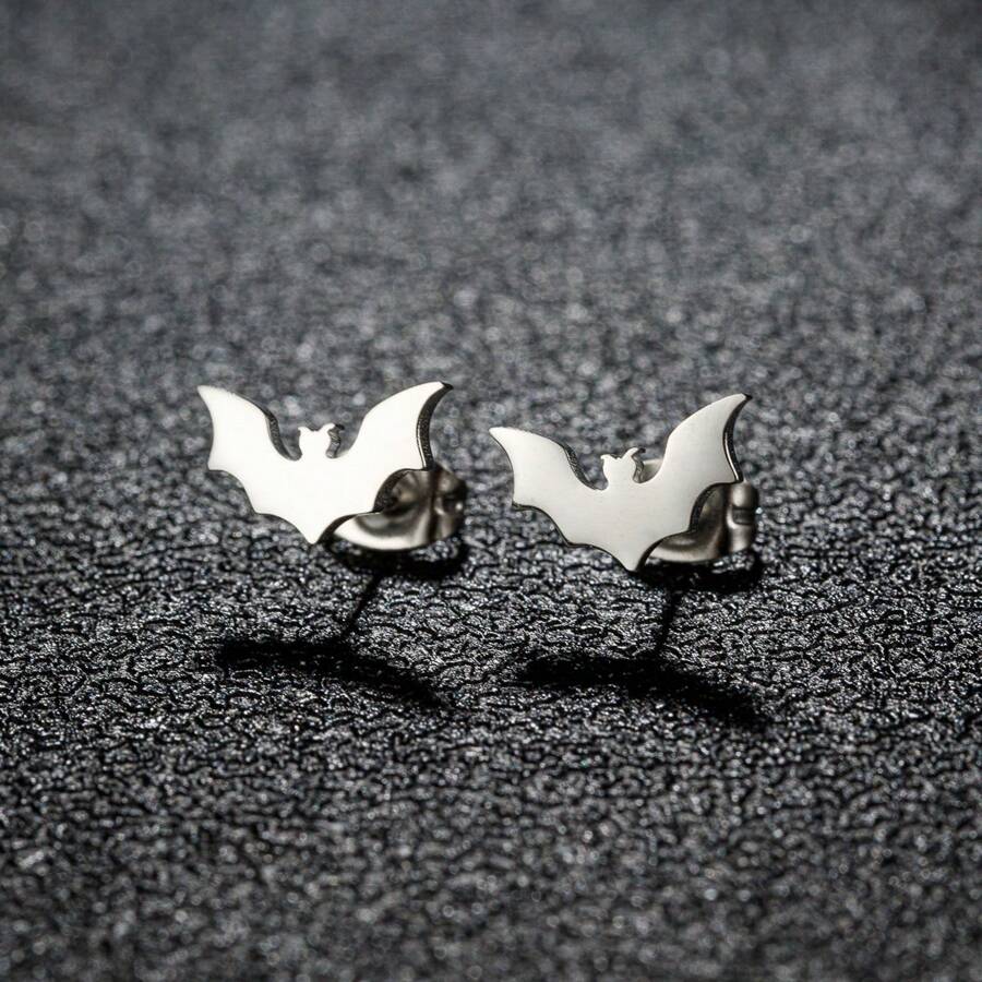 1Pair Stainless Steel Bat Earrings Simple Animal Fashion Stud Earrings Jewelry Wedding Party Girl Male Gifts - 388 - View 1