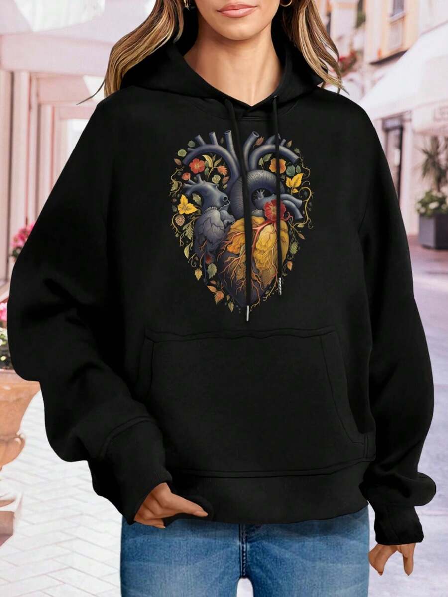 Intricate Anatomical Heart - Autumn Floral Gift Big Size Women Hoodie For Women (Valentines Day Present)