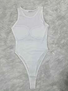 BODY LICRA DE RED, TRANSPARENCIA CON PEDRERIA POR TALLAS - Blanco - Ver 5