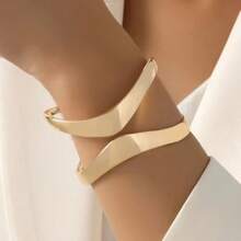 14K 金几何对称纯色手镯，百搭，适合女性