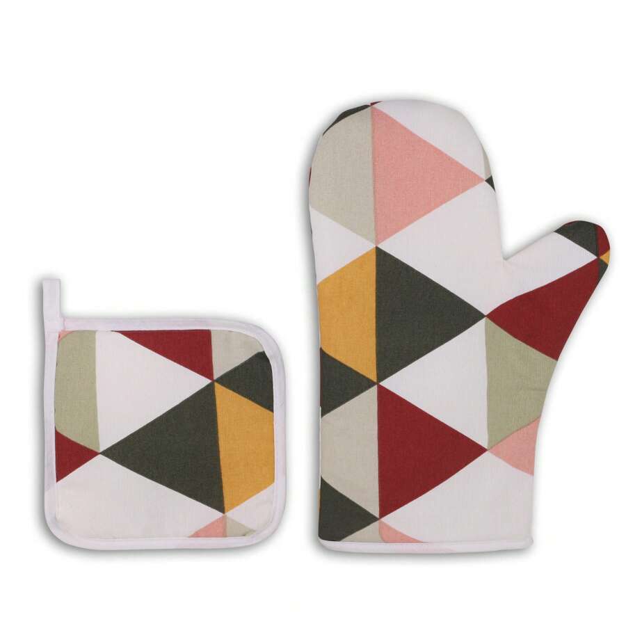 Heat-Resistant Oven Mitts, Non-Slip, Comfortable Kitchen Gloves - Burgundy - View 1