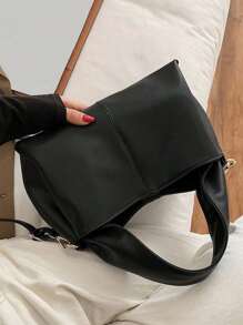 Black Fashion Pleated Handbag Western Style Handbag Shoulder Crossbody Bag - Black - View 6