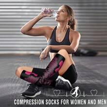 1 双男女款压缩袜 20-30mmhg 及膝袜，循环 - 为医疗、跑步、护理、运动、旅行、体育、护士、徒步旅行提供最佳支持 - 深灰色 - 查看 5